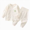 thumbnail image 1 of Ulanda Baby Wrap Top High Waist Pants Set Snap Crotch Long Sleeve Cute Print (Green, 18-24 Months), 1 of 7