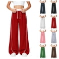 thumbnail image 1 of Ulanda Baggy Sweatpants for Girls High Waist Stripe Wide Leg Sweatpants Kids Drawstring Athletic Jogger Track Pants (Red, 8-9 Years), 1 of 6