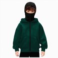 thumbnail image 1 of Ulanda Balaclava Hoodie for Boys Girls Kids Windproof Ski Mask Hoodies Oversized Full Zip Sweatshirt Jacket with Pockets (Dark Green, 8-9 Years), 1 of 1
