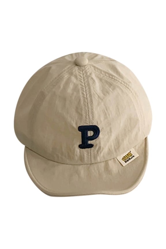 Baseball Cap Men Design Letter P Embroidered Washed Cotton Dad Hat Baseball Caps (Beige, One Size)