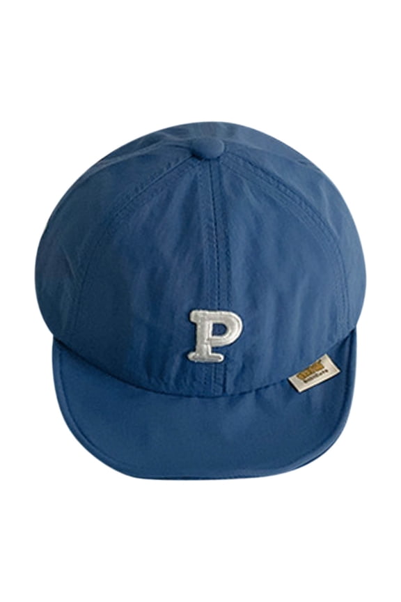 Baseball Cap Men Design Letter P Embroidered Washed Cotton Dad Hat Baseball Caps (Blue, One Size)