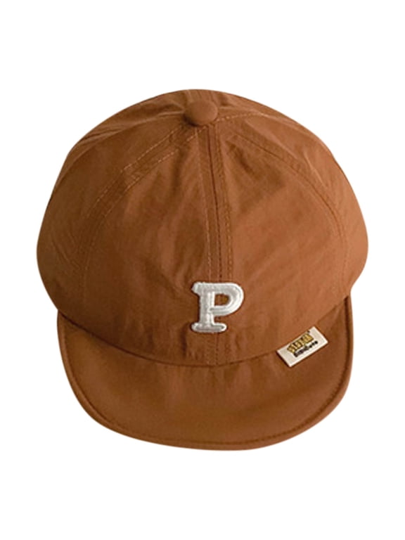 Baseball Cap Men Design Letter P Embroidered Washed Cotton Dad Hat Baseball Caps (Brown, One Size)