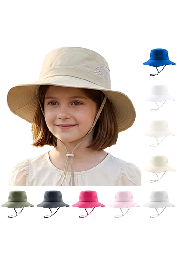 Boy Girl Sun Hat Child Summer Foldable Beach Hats with UPF50+ Sun Protection Wide Brim Toddler Bucket Hat Cap (Navy, 6-10 Years)