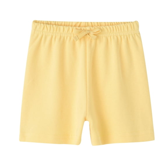 Ulanda Boy Shorts Girls Toddler Summer High Elastic Waist Soft Comfy Lightweight Shorts Baby Clothes (Yellow, 3-6 Months)