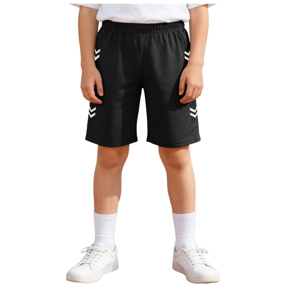 Ulanda Boy's Basketball Shorts Youth Boy's Active Athletic Performance Shorts with Pockets Knee Length Gym Shorts for Boys (Black, 8-9 Years)