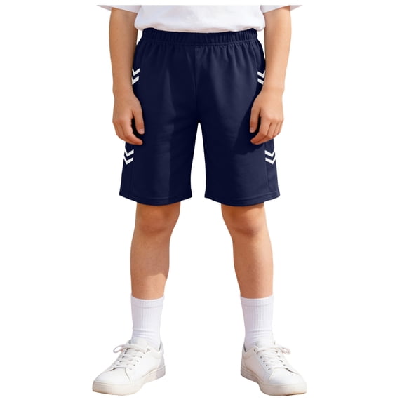 Ulanda Boy's Basketball Shorts Youth Boy's Active Athletic Performance Shorts with Pockets Knee Length Gym Shorts for Boys (Dark Blue, 8-9 Years)