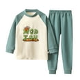 thumbnail image 1 of Ulanda Boys 100% Cotton Pajamas Set Kids Soft Long Sleeve Top and Pants 2-piece set Long Pajamas for Boys Loose Fit Soft Breathable (Green, 3-4 Years), 1 of 4