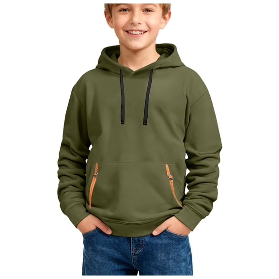 Ulanda Boys 2pc Sweatshirts Long Sleeve Fleece Hoodie with Pant Thick Fashion Plain Hooded Pullover for Teens Kids Clothes (Army Green, 3-4 Years)
