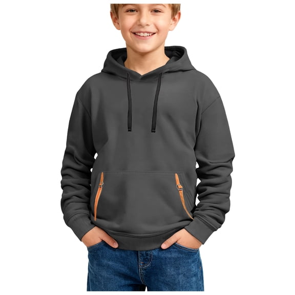 Ulanda Boys 2pc Sweatshirts Long Sleeve Fleece Hoodie with Pant Thick Fashion Plain Hooded Pullover for Teens Kids Clothes (Dark Gray, 9-10 Years)