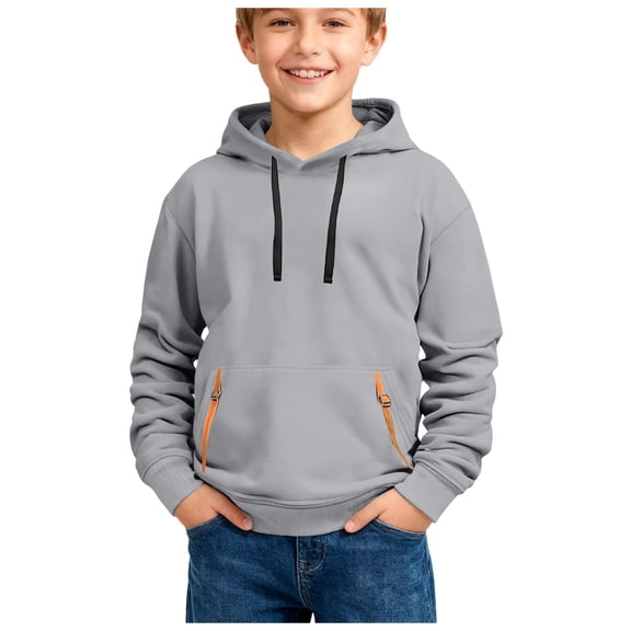 Ulanda Boys 2pc Sweatshirts Long Sleeve Fleece Hoodie with Pant Thick Fashion Plain Hooded Pullover for Teens Kids Clothes (Light Gray, 11-12 Years)