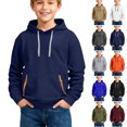 thumbnail image 1 of Ulanda Boys 2pc Sweatshirts Long Sleeve Fleece Hoodie with Pant Thick Fashion Plain Hooded Pullover for Teens Kids Clothes (Orange, 13-14 Years), 1 of 5