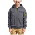 thumbnail image 1 of Ulanda Boys 2pc Sweatshirts with Sweatpant Athletic Zip Up Hoodie Long Sleeve Plain Full Zip Pullover for Teens Fall Kids Clothes (Dark Gray, 7-8 Years), 1 of 5