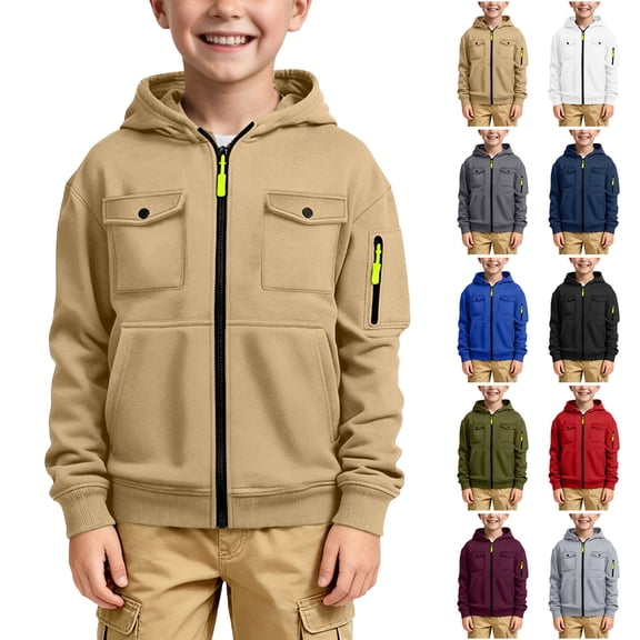 Ulanda Boys 2pc Sweatshirts with Sweatpant Athletic Zip Up Hoodie Long Sleeve Plain Full Zip Pullover for Teens Fall Kids Clothes (Red, 11-12 Years)