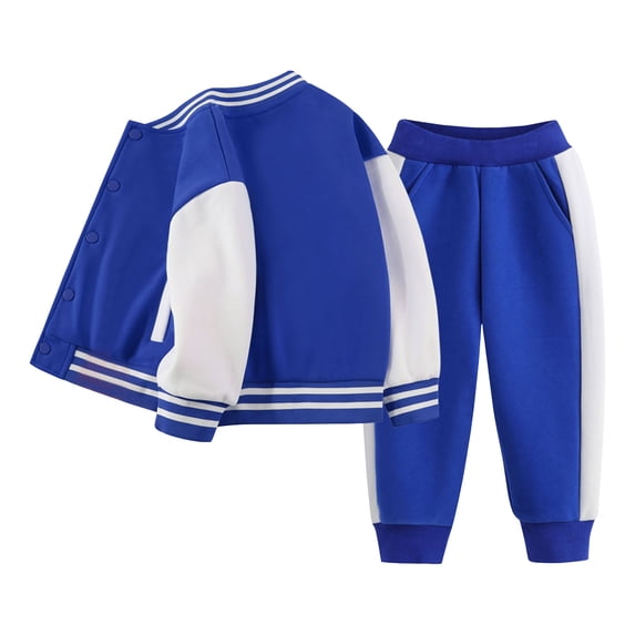 Ulanda Boys Color Block Button Down Shirt and Jogger Pants Button Up Sweatsuits Sets (Blue, 5-6 Years)