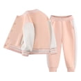 thumbnail image 1 of Ulanda Boys Color Block Button Down Shirt and Jogger Pants Button Up Sweatsuits Sets (Pink, 1-2 Years), 1 of 4