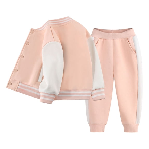 Ulanda Boys Color Block Button Down Shirt and Jogger Pants Button Up Sweatsuits Sets (Pink, 1-2 Years)