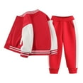 thumbnail image 1 of Ulanda Boys Color Block Button Down Shirt and Jogger Pants Button Up Sweatsuits Sets (Red, 7-8 Years), 1 of 4