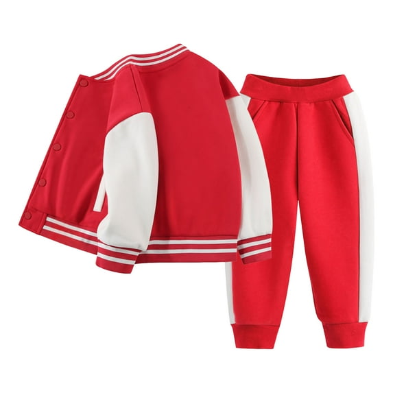 Ulanda Boys Color Block Button Down Shirt and Jogger Pants Button Up Sweatsuits Sets (Red, 7-8 Years)