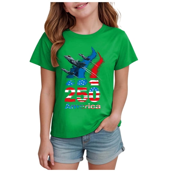 Ulanda Boys Girls 4th of July Shirt American Flag T-Shirt USA We The People Patriotic Tee for 5-14Years Unisex Kids (Green, 11-12 Years)
