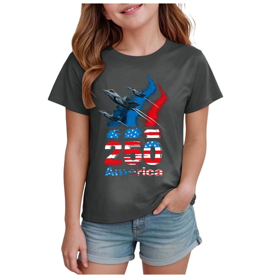 Ulanda Boys Girls 4th of July Shirt American Flag T-Shirt USA We The People Patriotic Tee for 5-14Years Unisex Kids (Grey, 2-3 Years)