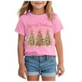 thumbnail image 1 of Ulanda Boys Girls Christmas Shirt Kids Christmas Tree T-Shirts Funny Toddler Xmas Holiday Short Sleeve Tees 2025 (Pink, 3-4 Years), 1 of 6