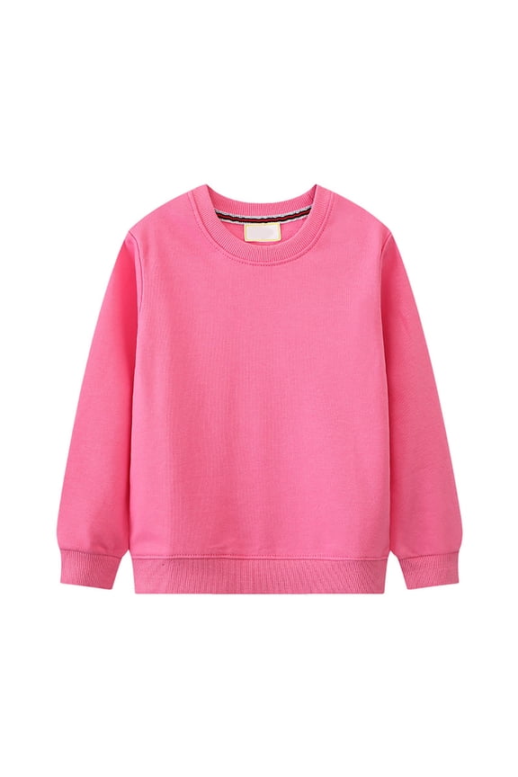 Boys Girls Crewneck Sweatshirts Toddler Baby Sweatshirt Solid Cotton Soft Long Sleeve Active Pullover Tshirts (Pink, 3 Years)
