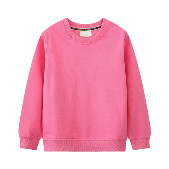 Ulanda Boys Girls Crewneck Sweatshirts Toddler Baby Sweatshirt Solid Cotton Soft Long Sleeve Active Pullover Tshirts (Pink, 5 Years)