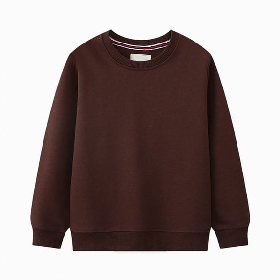Ulanda Boys Girls Crewneck Sweatshirts Toddler Baby Sweatshirt Solid Cotton Soft Long Sleeve Pullover Tshirts (Coffee, 5 Years)