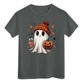 thumbnail image 1 of Ulanda Boys Girls Halloween Shirt Toddler Kids Short Sleeve T-Shirt Ghost Pumpkin Dinosaur Monster Truck Tees Tops 2-7 Years (Light Gray, 1-2 Years), 1 of 7