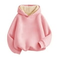 thumbnail image 1 of Ulanda Boys Girls Sherpa Lined Hoodie Pullover Youth Fleece Hooded Sweatshirt Kid's Warm Fuzzy Thicken Clothes Teen Pullover (Pink, 3-4 Years), 1 of 5
