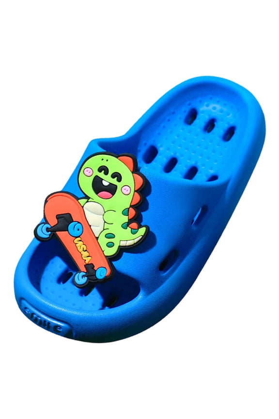 Boys Girls Slide Sandals Soft Cushioned Thick Sole Non-slip Summer Slippers Quick Drying Bathroom Shower Pool Beach Sandals for Toddler Little Kids (Blue, 13)