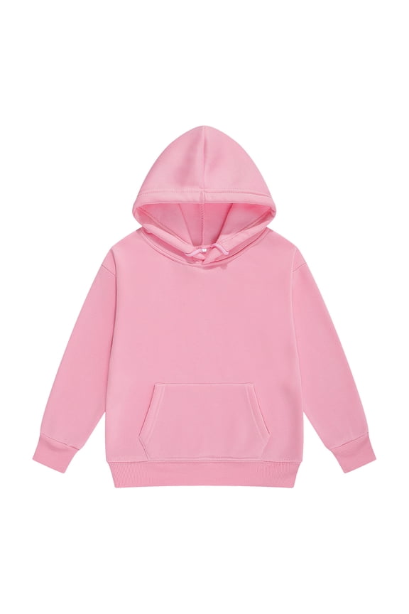 Boys Girls Solid Soft Hooded Sweatshirt Classic Oversized Hoodies Loose Pullover Sweatshirts with Pocket for Kids (Pink, 11-12 Years)