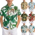 thumbnail image 1 of Ulanda Boys Hawaiian Shirt Short Sleeve Casual Button Down Beach Aloha Shirt Kids Summer Hawaii Shirts 5-14 Years (Dark Green, 9-10 Years), 1 of 7