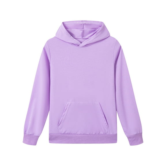 Ulanda Boys Hooded Sweatshirt Fleece Pullover Hoodies Long Sleeve Warm Hoodie Sweatshirts with Pocket for Kids (Purple, 11-12 Years)