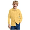 thumbnail image 1 of Ulanda Boys Long Sleeve Dress Shirts Collared Button-Down Shirt School Uniform Shirts with Chest Pocket 5-14 Years (Yellow, 9-10 Years), 1 of 9