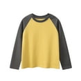 thumbnail image 1 of Ulanda Boys Long Sleeve Raglan T Shirts Kids Color Block Crewneck Casual Tops Tees (Yellow, 7-8 Years), 1 of 3