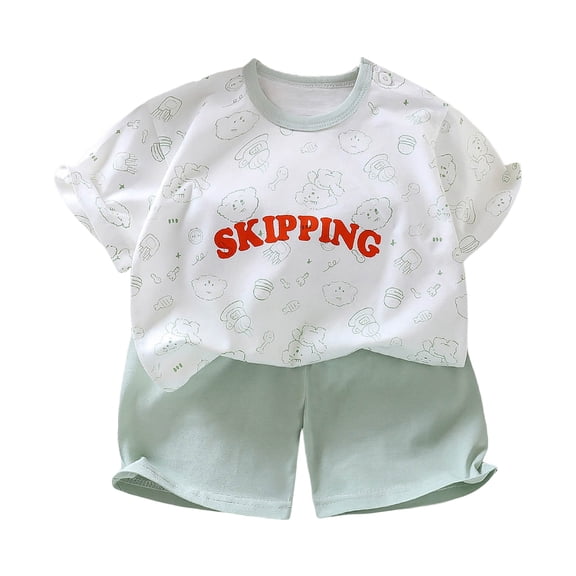 Ulanda Boys Pajamas Sets Cute Cartoon Summer Short Sleeve Sleepwear Kids Pjs (White, 3-4 Years)