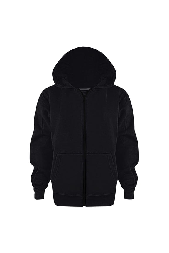 Boys School Uniform Hoodies Solid Zip Up Long Sleeve Sweatshirt Oversized Hooded Pullover Tops Athletic Sports Outwear Coats (Black, 9-10 Years)