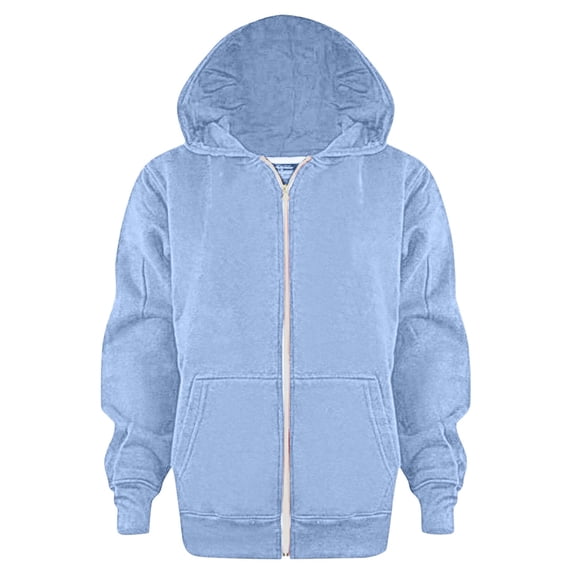 Ulanda Boys School Uniform Hoodies Solid Zip Up Long Sleeve Sweatshirt Oversized Hooded Pullover Tops Athletic Sports Outwear Coats (Sky Blue, 3-4 Years)