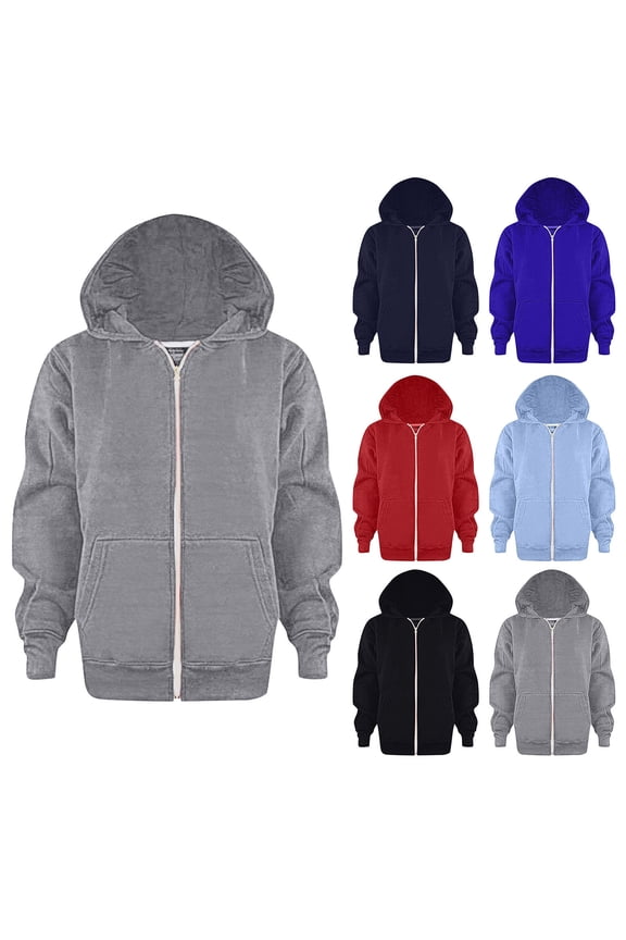 Boys School Uniform Hoodies Solid Zip Up Long Sleeve Sweatshirt Oversized Hooded Pullover Tops Athletic Sports Outwear Coats (Sky Blue, 7-8 Years)