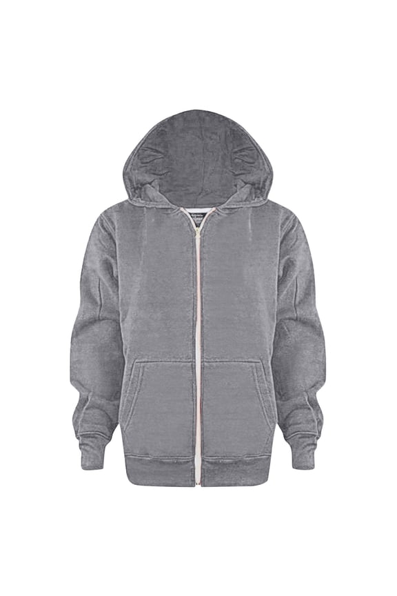 Boys School Uniform Hoodies Solid Zip Up Long Sleeve Sweatshirt Oversized Hooded Pullover Tops Athletic Sports Outwear Coats (Grey, 6-7 Years)