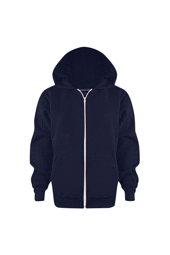 Boys School Uniform Hoodies Solid Zip Up Long Sleeve Sweatshirt Oversized Hooded Pullover Tops Athletic Sports Outwear Coats (Navy, 6-7 Years)