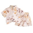 thumbnail image 1 of Ulanda Boys Shirt and Short Set Beach Shirts for Kids Cute Horses Casual Outfit 2 Piece with Pocket (Beige, 12-18 Months), 1 of 5