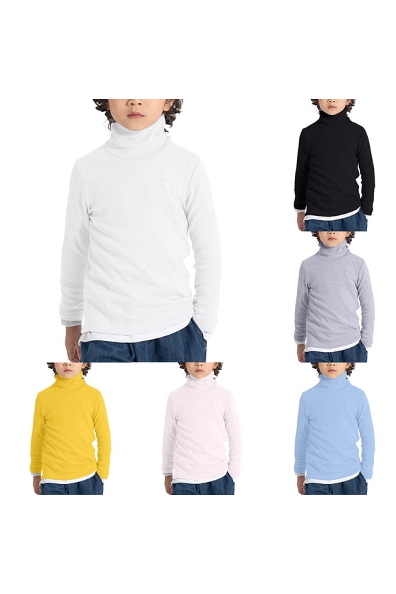 Boys Turtleneck Sweater, Big Boys' Kids Youth Turtle Neck Long Sleeve Pullover Girl Boys Tops (Yellow, 6-7 Years)