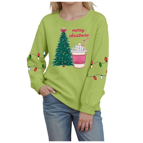Ulanda Christmas Shirt Boys Girls Merry Christmas Tshirt Xmas Tree Long Sleeve Tops (Green, 1-2 Years)
