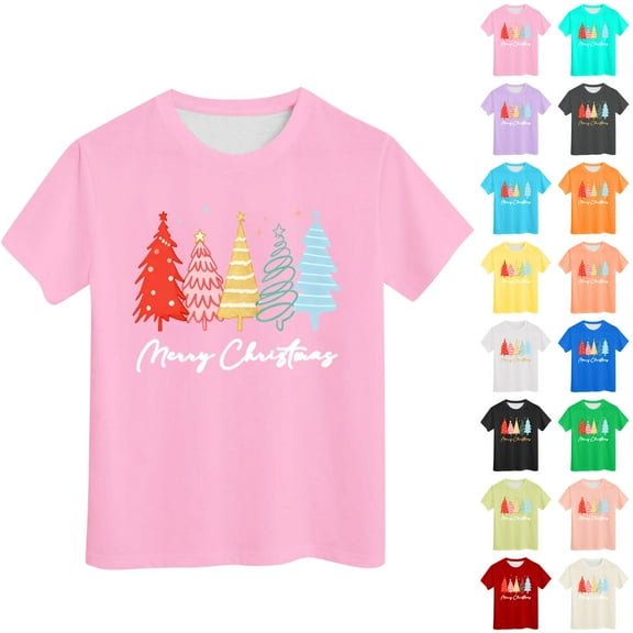 Ulanda Christmas Shirts Toddler Boy Girls Merry and Bright T-Shirt Christmas Lights Graphic Tees Holiday Tops (Green, 9-10Years)