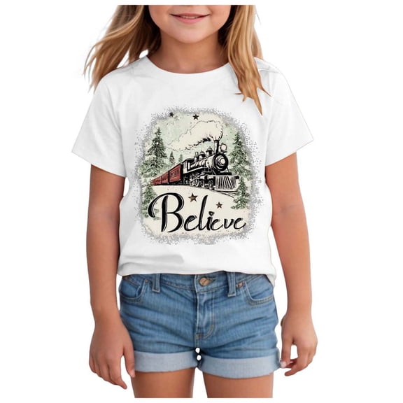 Ulanda Christmas Tree Shirts Toddler Boys Girls Christmas Tshirts Xmas Short Sleeve Graphic Tees Holiday Tops (White, 2-3 Years)