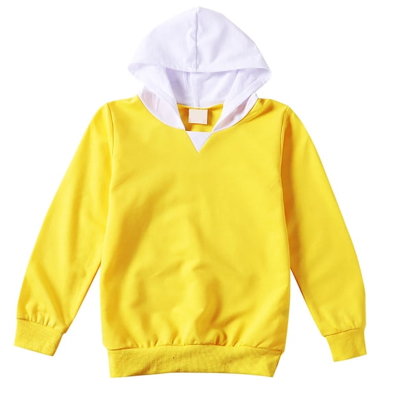 Ulanda Cute Block Color Hoodies for Girls Trendy Preppy Hooded Sweatshirts Oversized Long Sleeve Clothes with Pockets (Yellow, 5-6 Years)