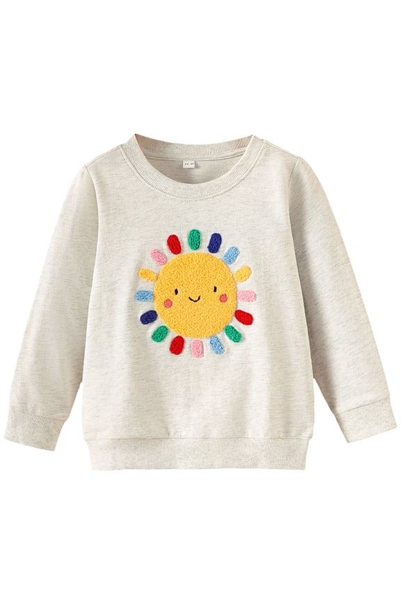 Cute Teddy Bear Face for Kids Toddler Sweatshirt (Light Gray, 3-4 Years)