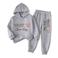 thumbnail image 1 of Ulanda Cute Toddler Girls Sweatsuit - Casual Heart Print Kids Fall Clothes Set Hoodie Sweatshirt Pants Spring Outfits (Grey, 3-4 Years), 1 of 6